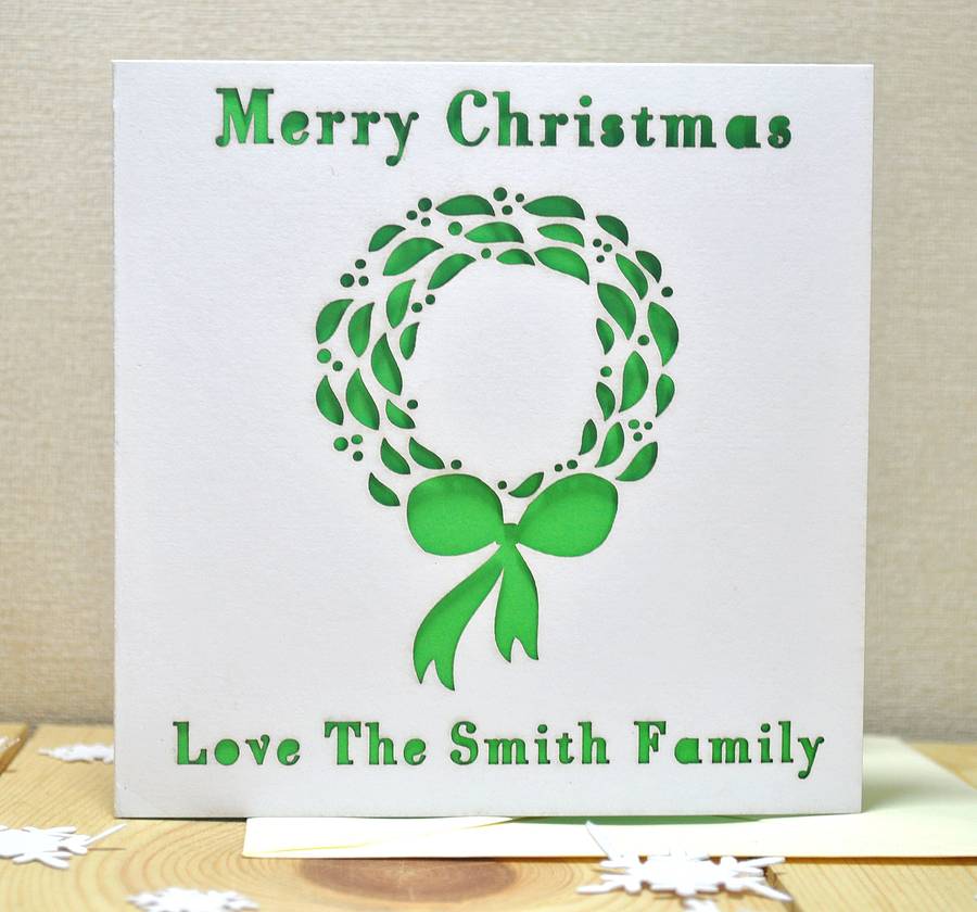 personalised laser cut christmas wreath card by sweet pea personalised laser cut christmas wreath card by sweet pea