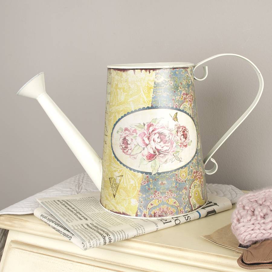 vintage rose decorative watering can by dibor