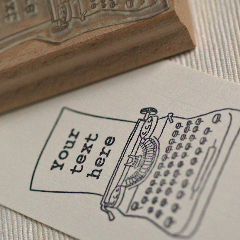 personalised vintage typewriter stamp by pretty rubber stamps