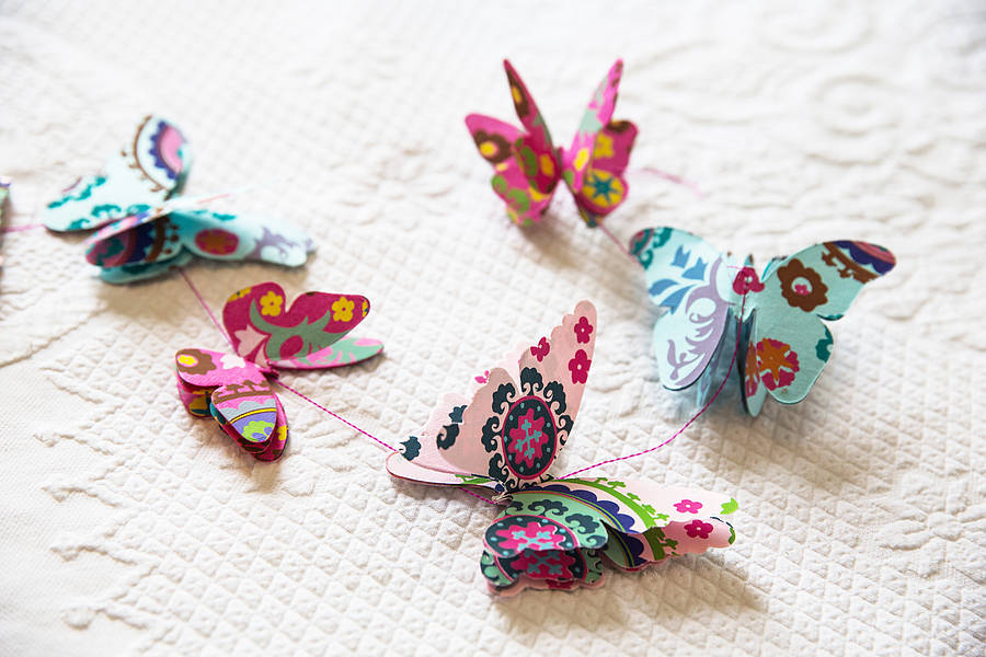 cut out pink paper butterfly garland by anusha