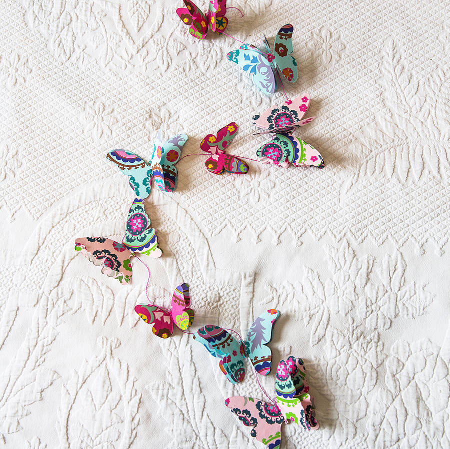 cut out pink paper butterfly garland by anusha