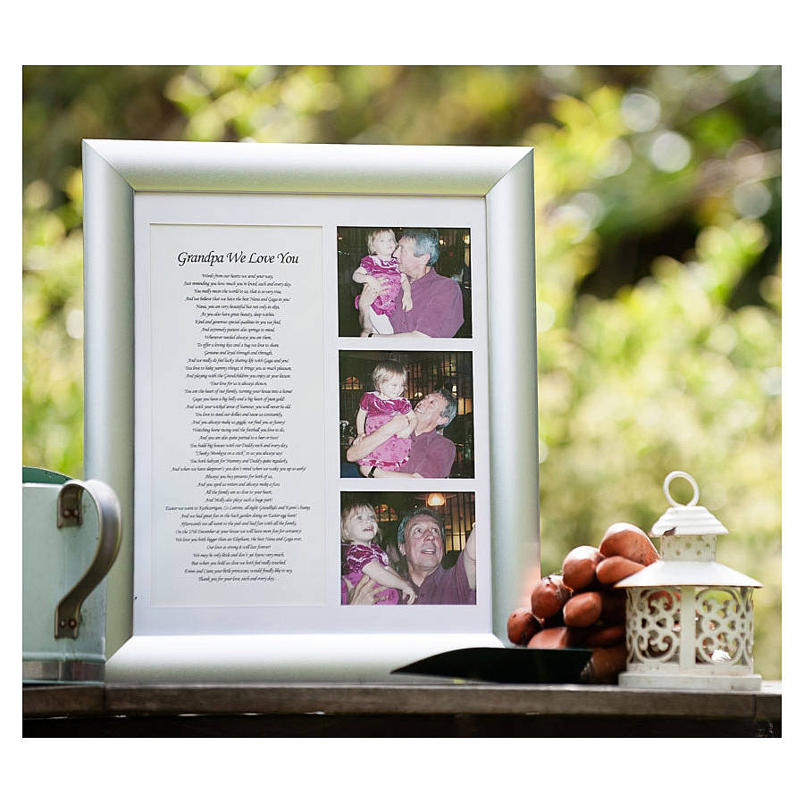 personalised poem with photos in frame by the poetry studio