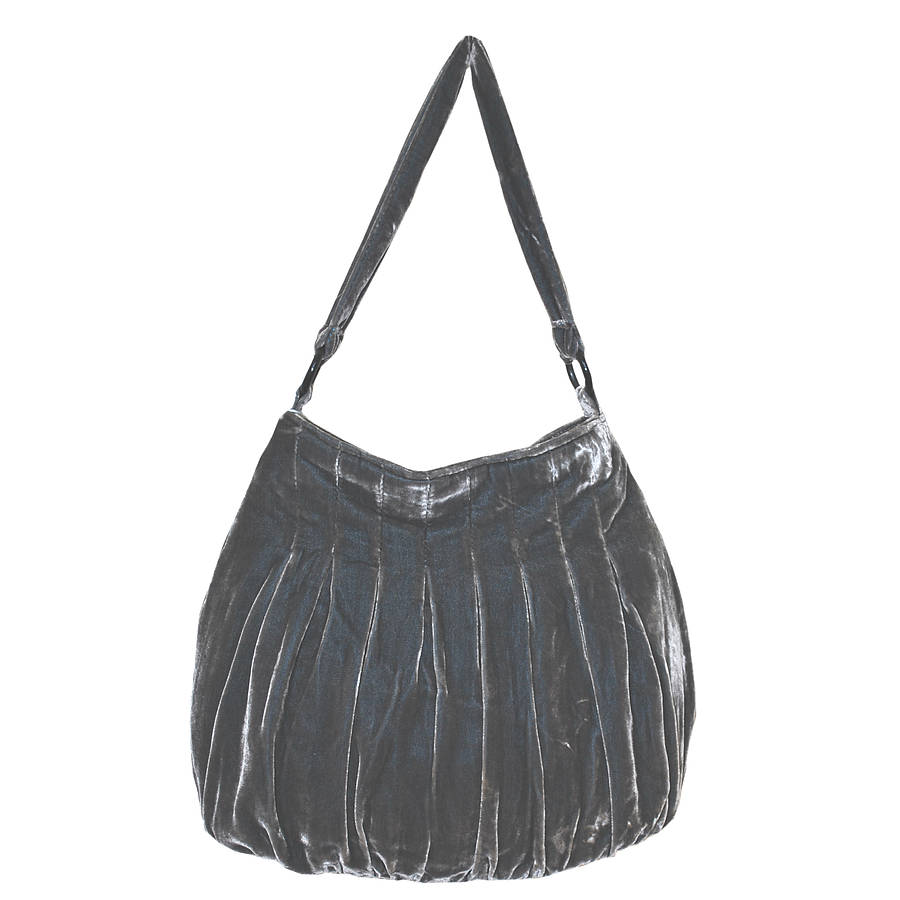 large velvet slouchy bag by bags not war