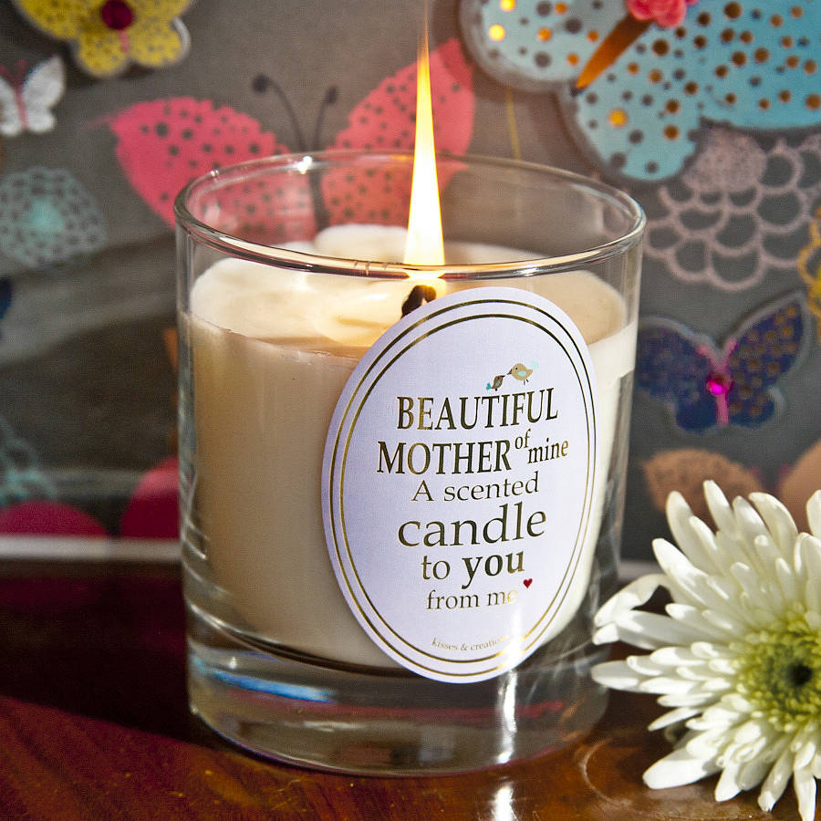 scented mothers candle by kisses and creations