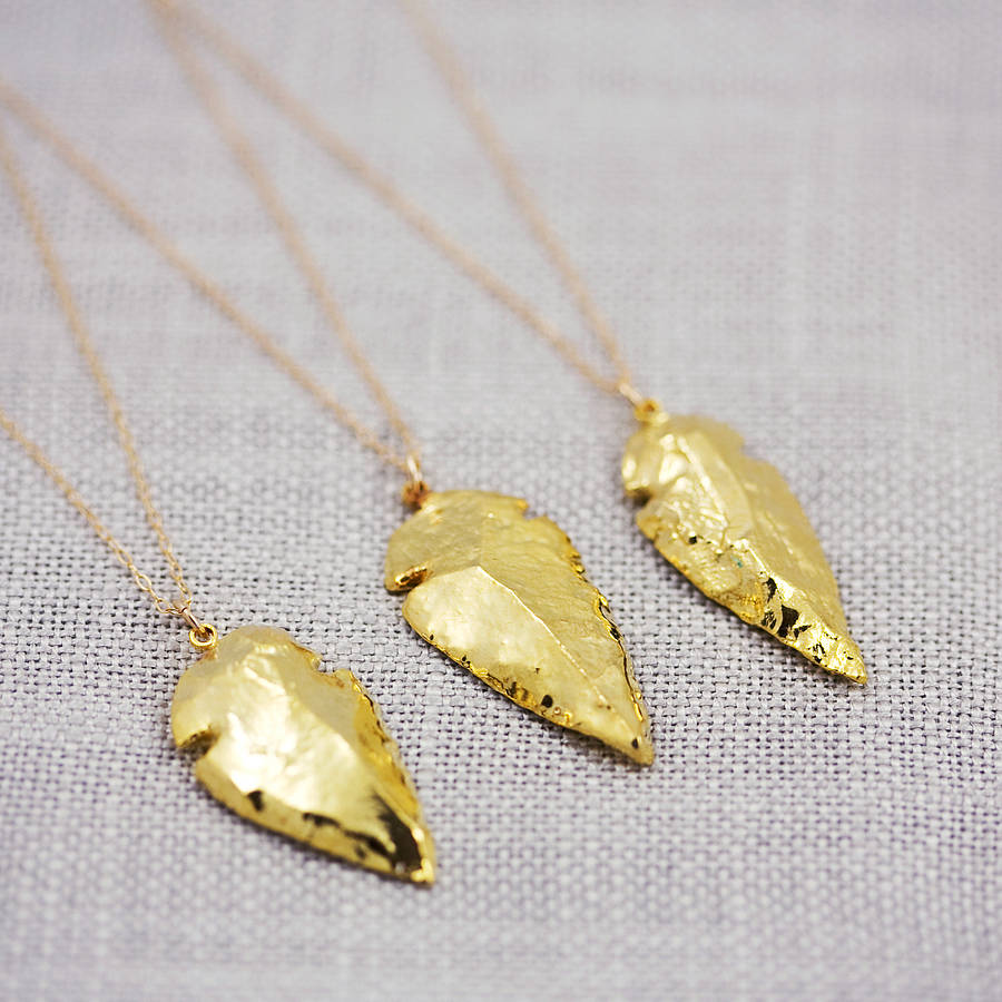 24k gold dipped arrowhead necklace by j&s jewellery