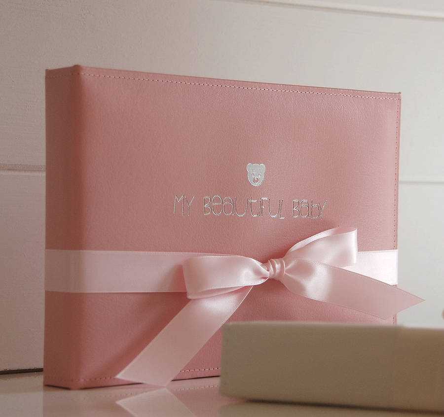 personalised leather baby record book by oh so cherished