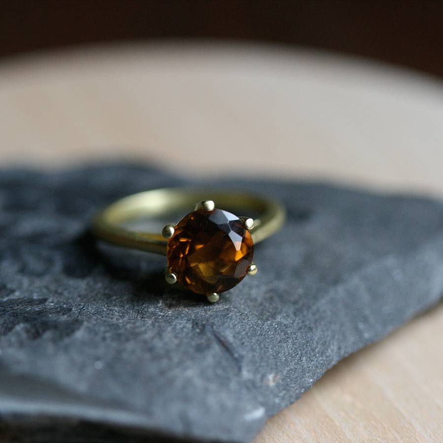 gold chocolate quartz gemstone ring by house of yve