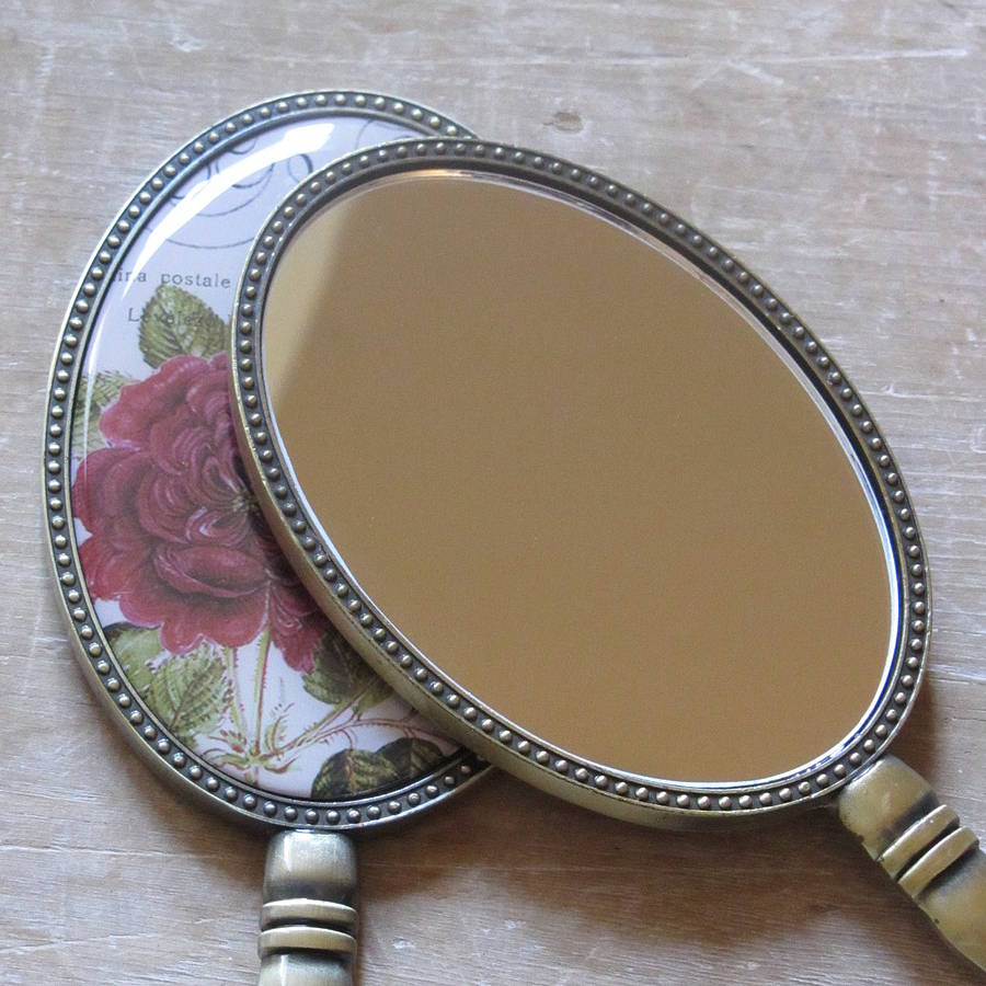 vintage style floral design hand held mirrors by horsfall & wright