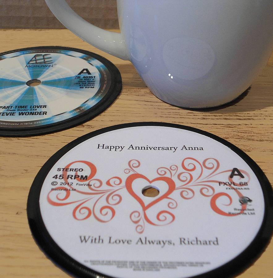 personalized individual record coaster 45rpm by vinyl village