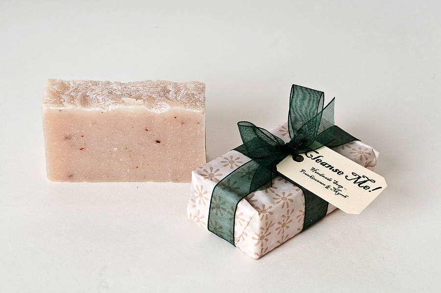 frankincense and myrrh handmade soap by apply me