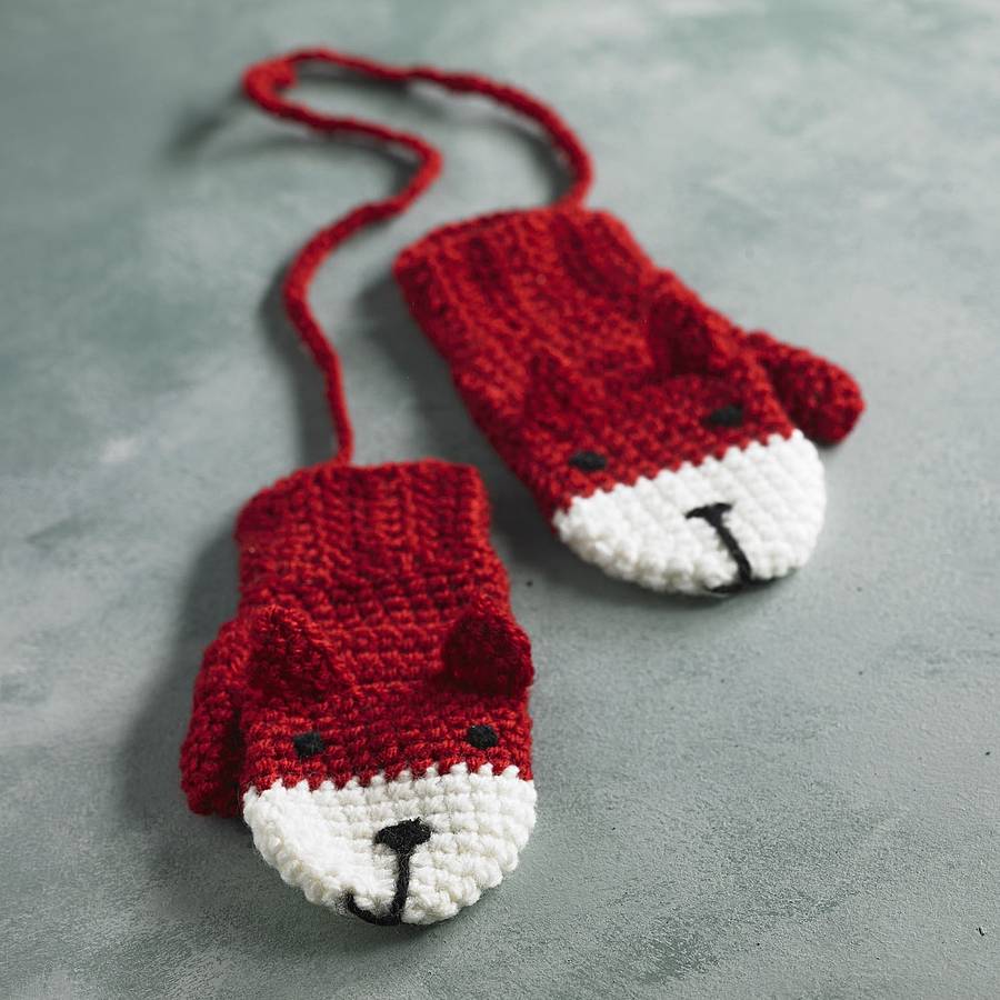 crocheted child's animal character mittens by eka