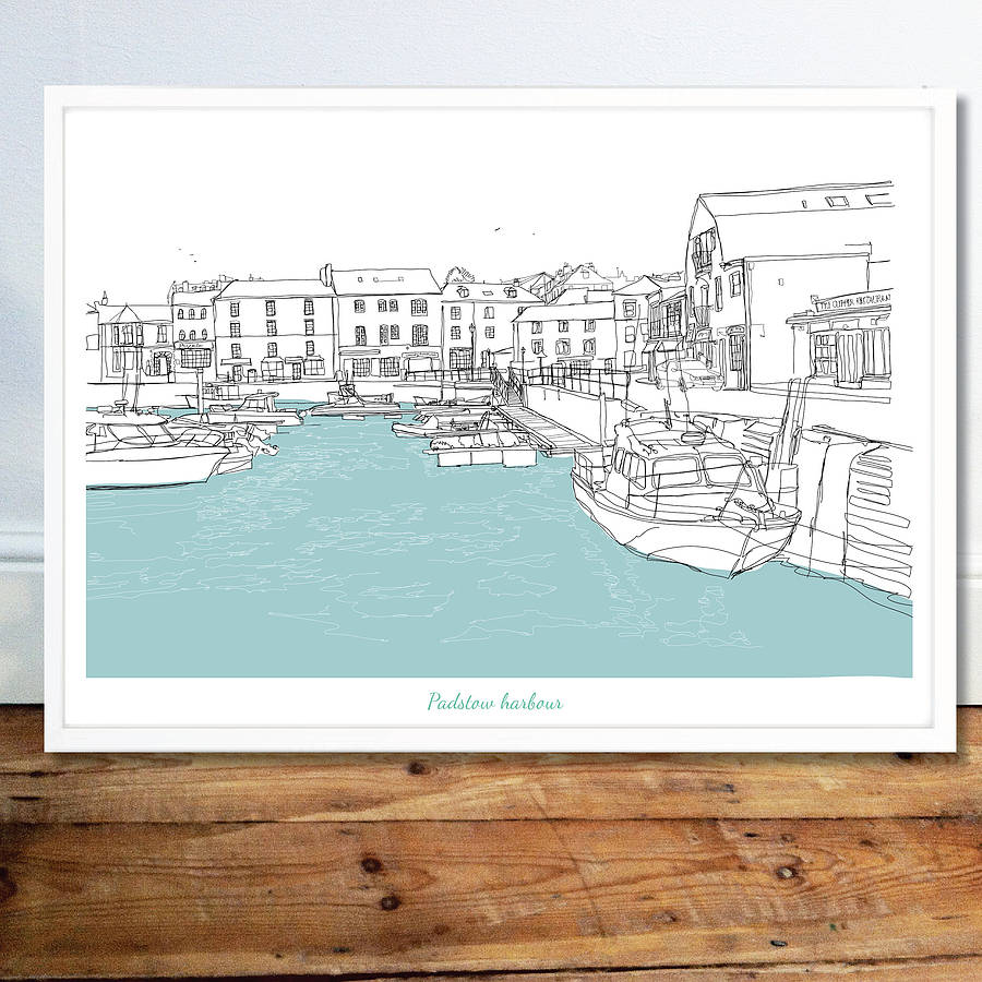 padstow signed print by simon harmer