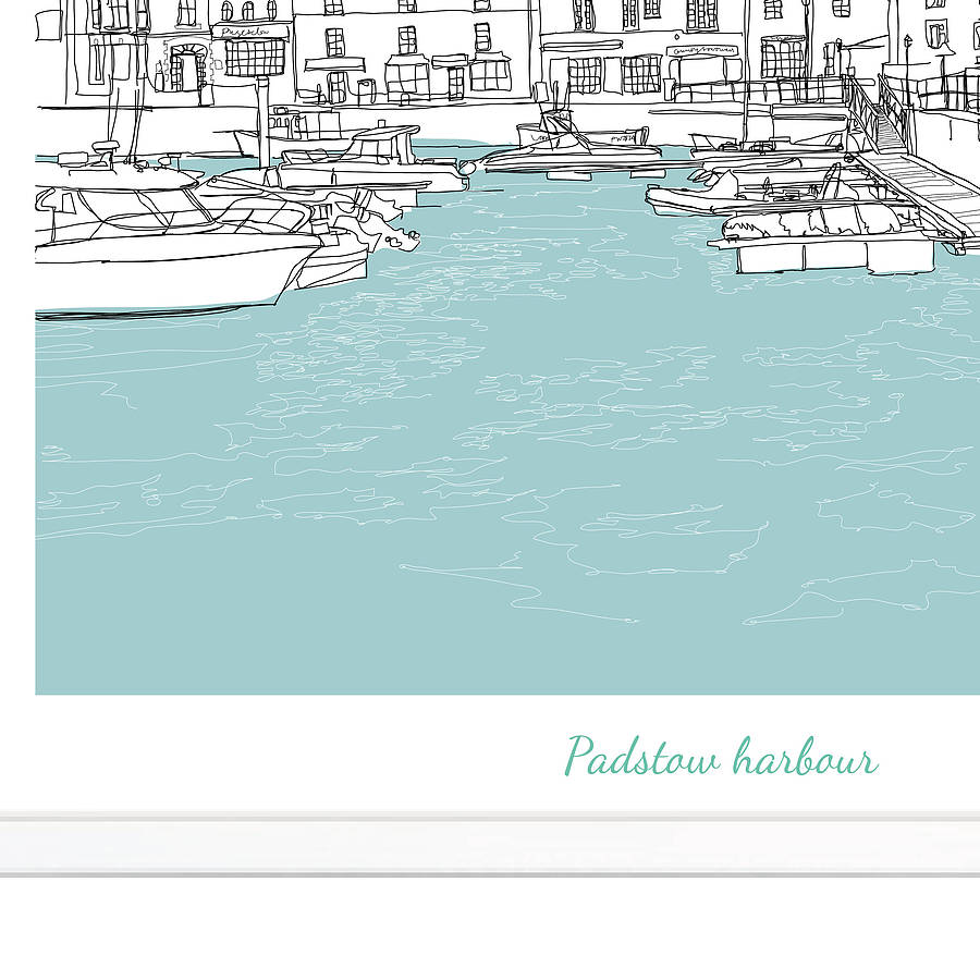 padstow signed print by simon harmer