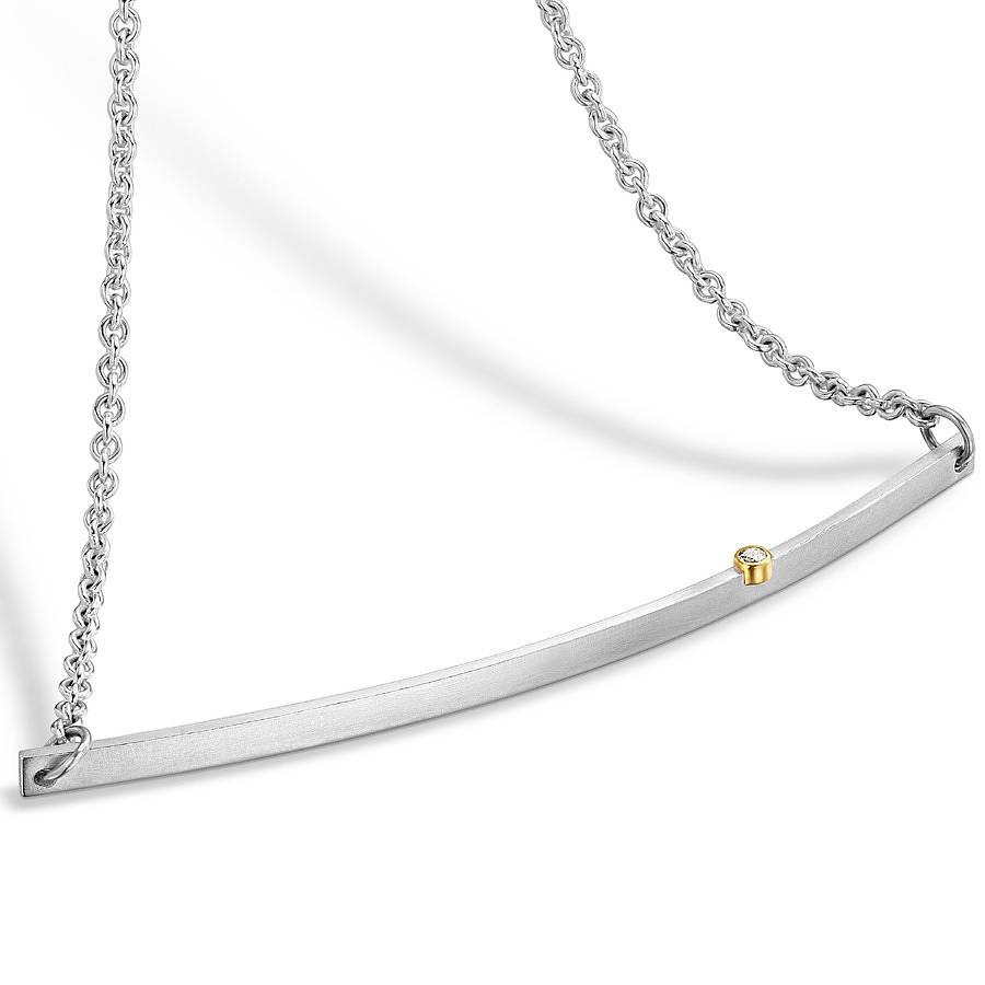 diamond bar silver necklace by shona jewellery