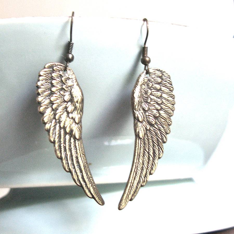 bronze angel wing earrings by gaamaa | notonthehighstreet.com