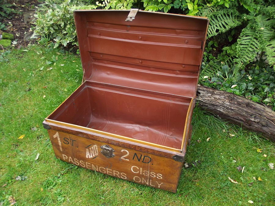 original railway tin trunk by woods vintage home interiors