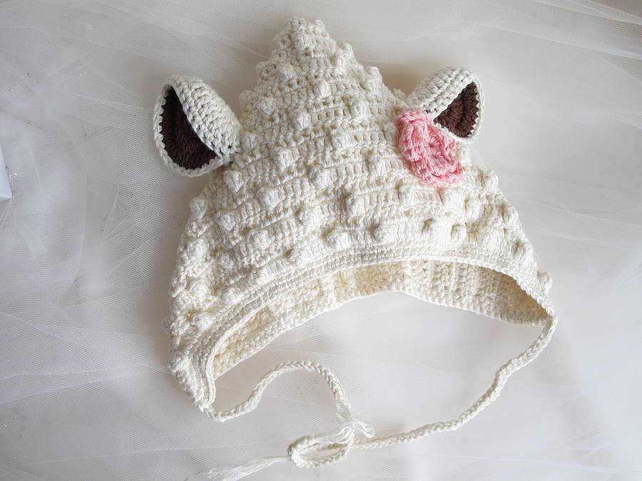 Hand Crochet Bamboo Lamb Hat