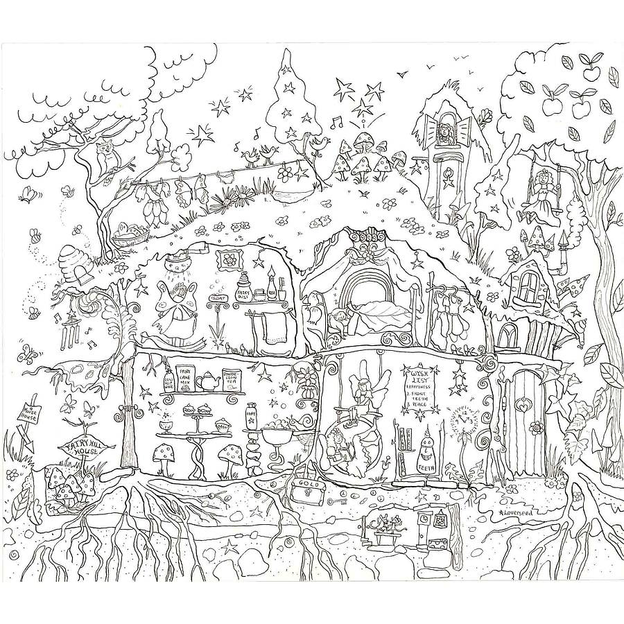 Fairy House Coloring Pages For Adults - Jacinna mon
