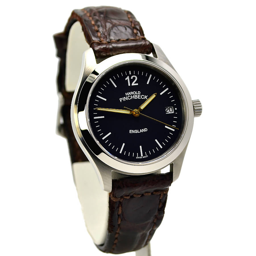 automatic watch with blue dial by harold pinchbeck