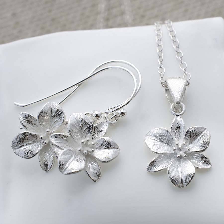 sterling silver flower jewellery set by martha jackson sterling silver