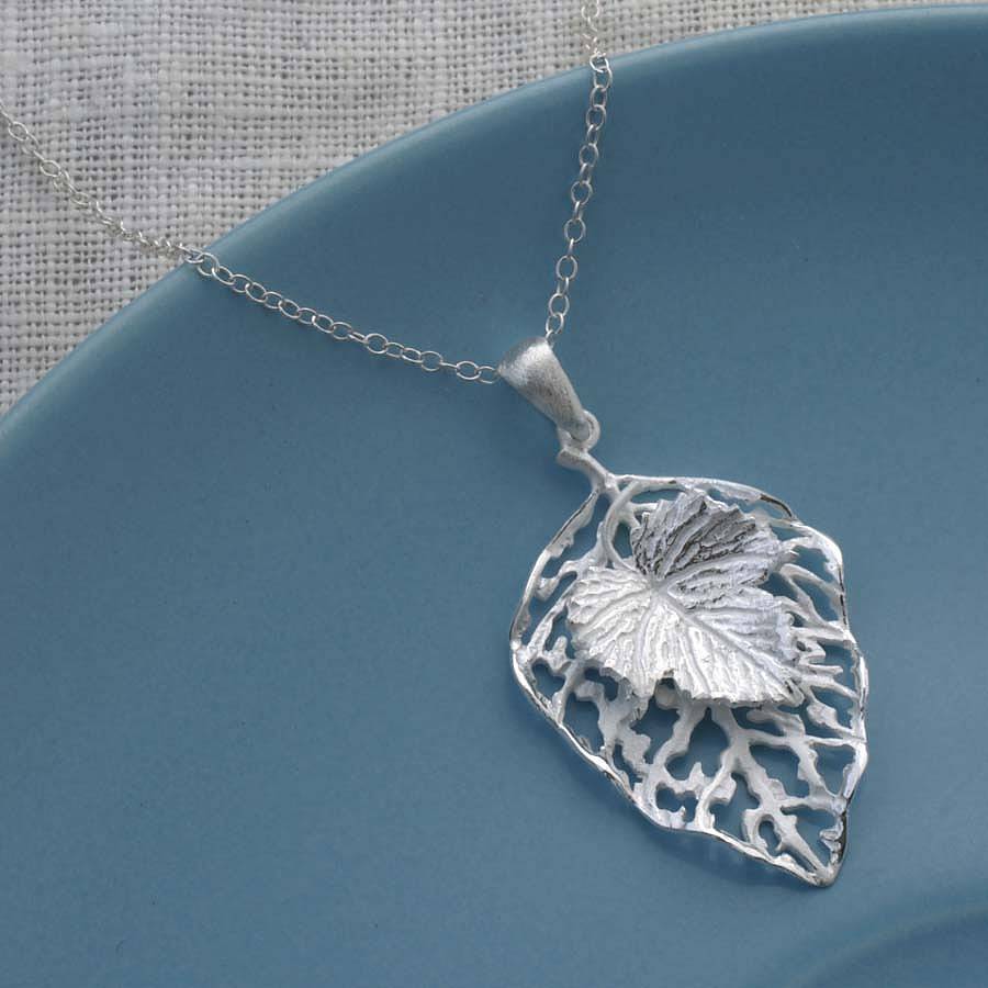 sterling silver leaf jewellery set by martha jackson sterling silver