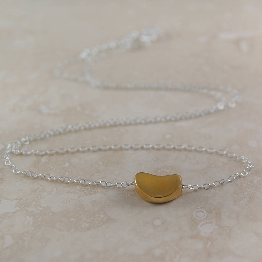 sterling silver gold bean necklace by otis jaxon silver jewellery