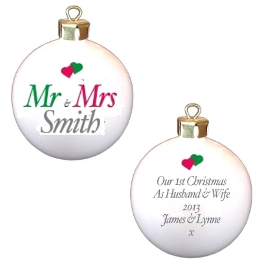 personalised mr and mrs christmas baubles by british and personalised mr and mrs christmas baubles by british and