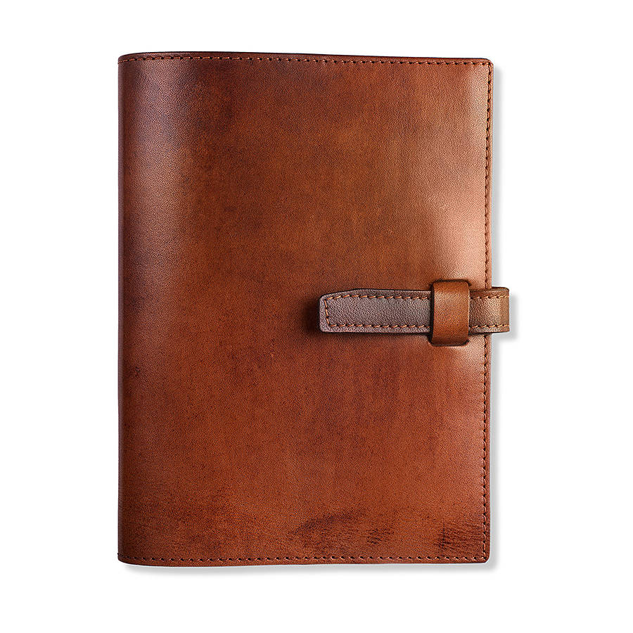 personalised leather bound journal by tanner bates