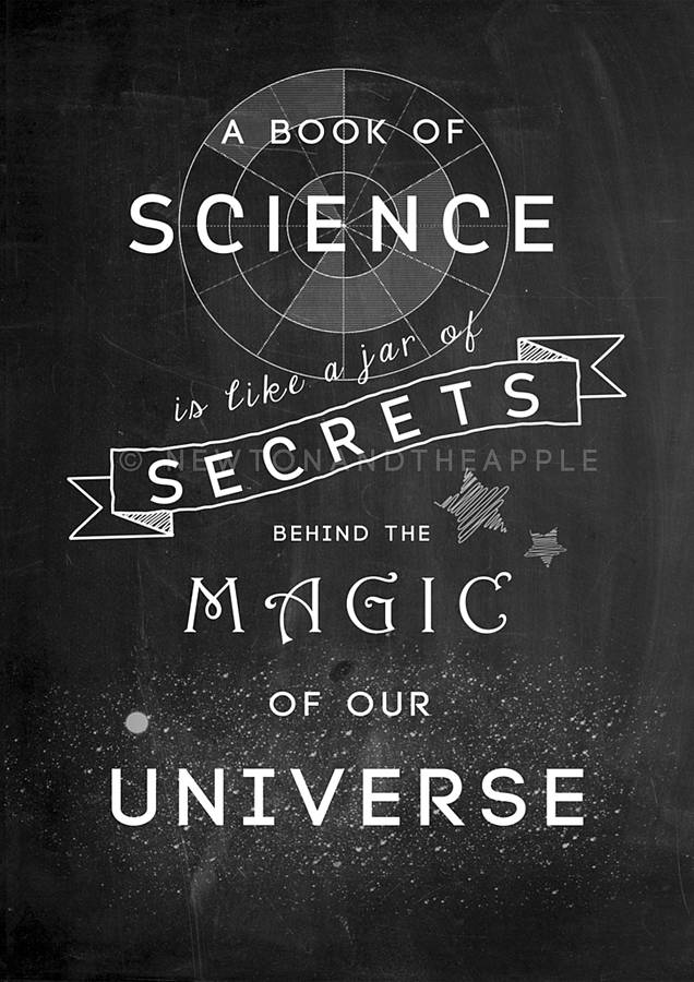 science is magic quote notebook by newton and the apple