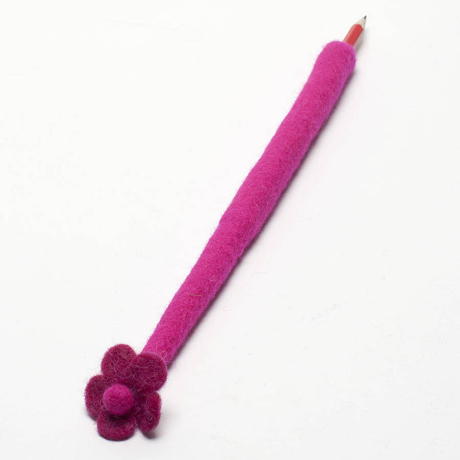 handmade felt flower pen holders by felt so good