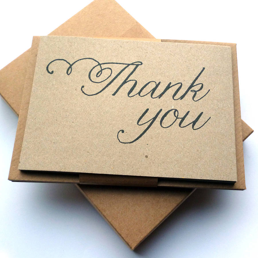 set of 12 thank you script postcard note cards by dig the earth | notonthehighstreet.com