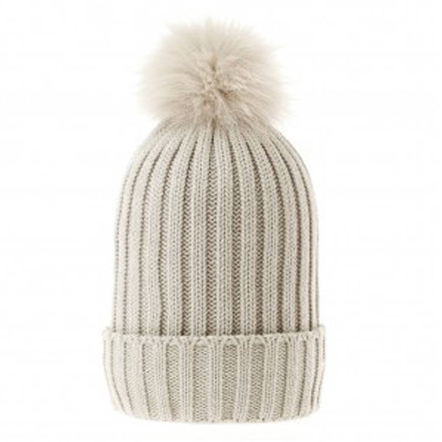 a beanie ski hat with fluffy pom pom by ciel