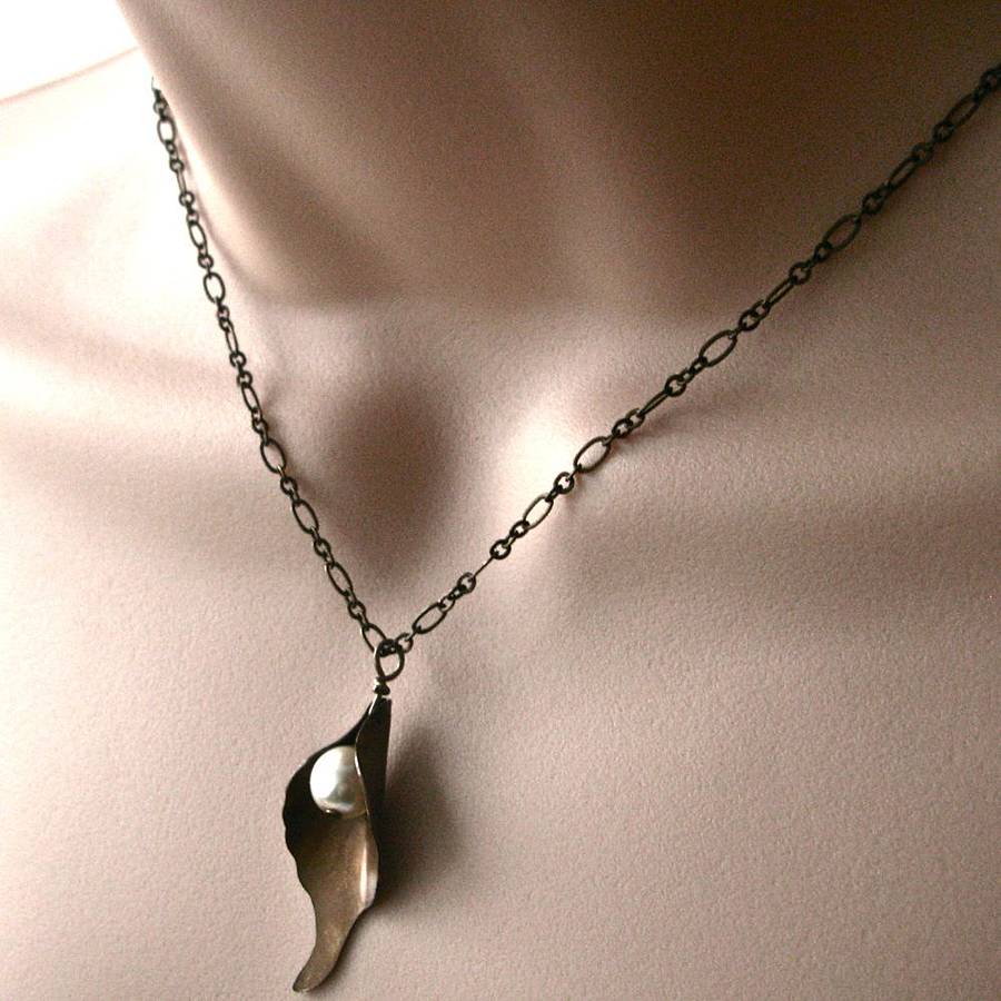 bronze calla lily necklace by gaamaa