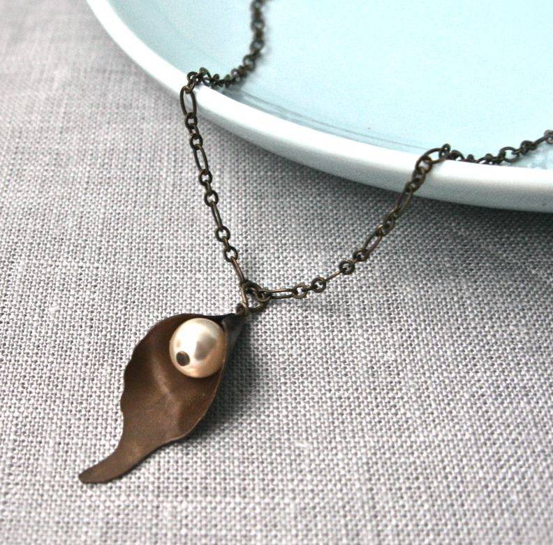 bronze calla lily necklace by gaamaa