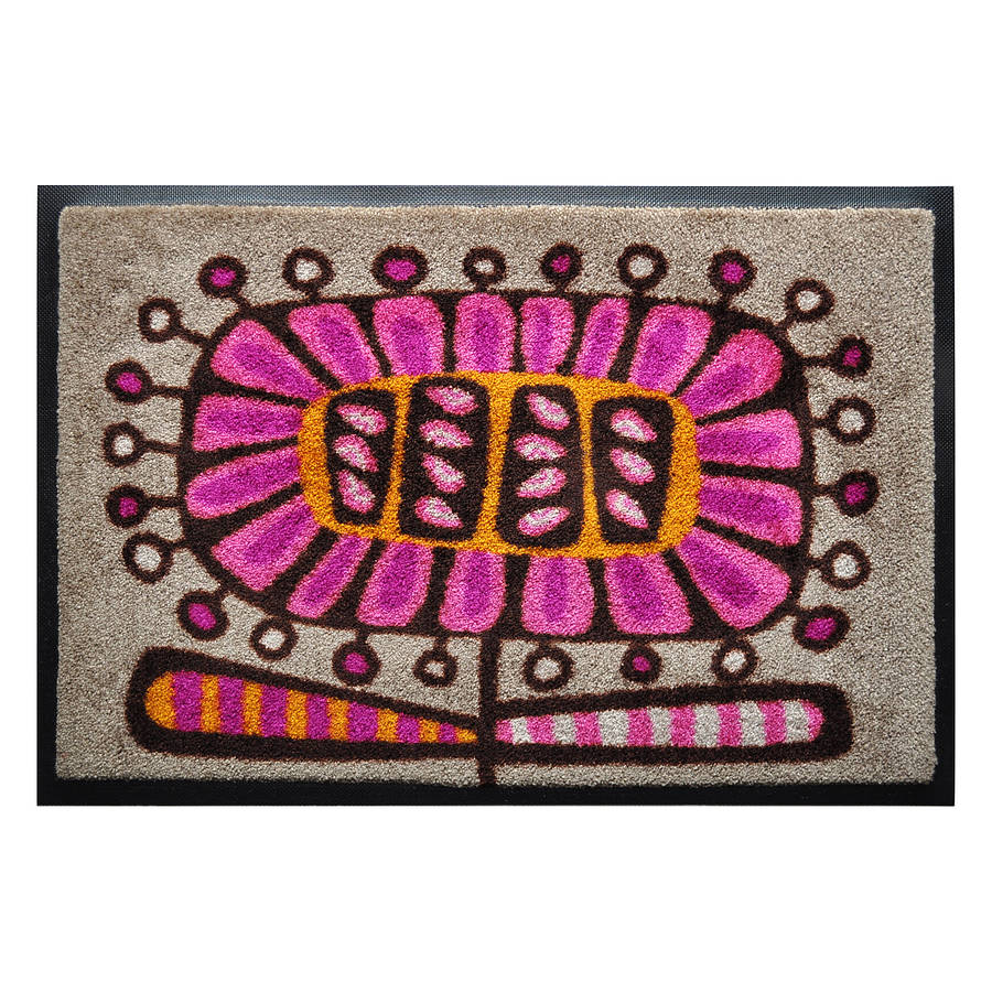 flower design machine washable doormat by beyond the fridge