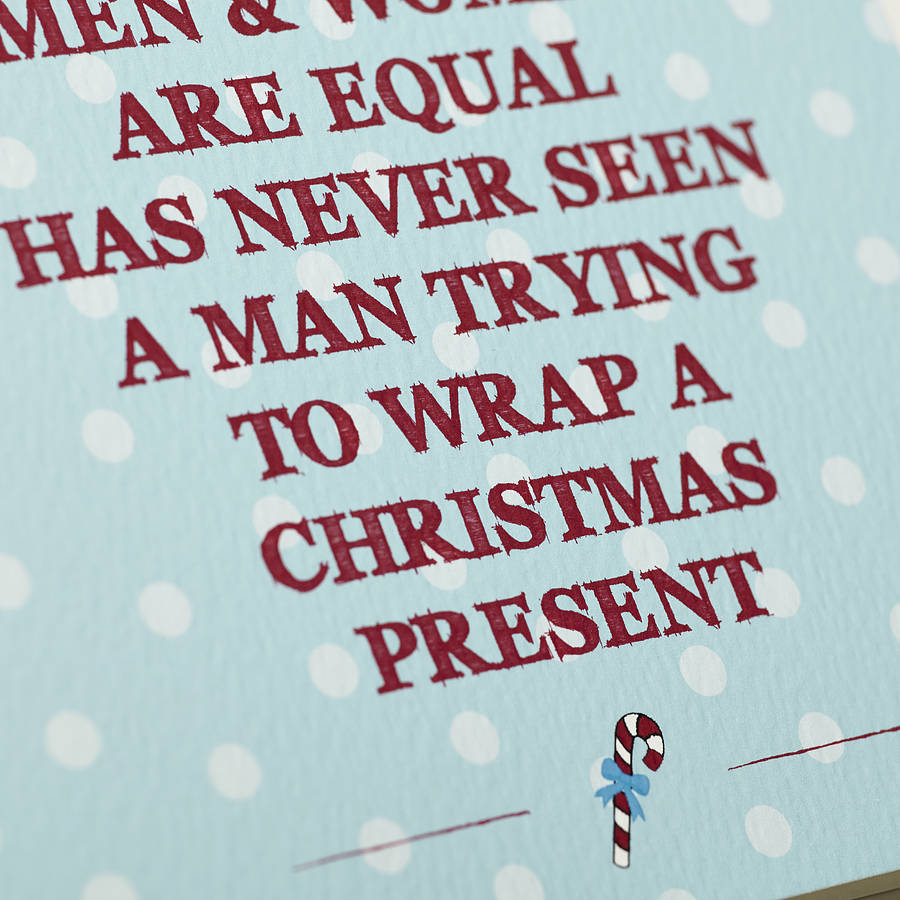 Funny men Gift Wrap Christmas Card By Bonnie Blackbird 
