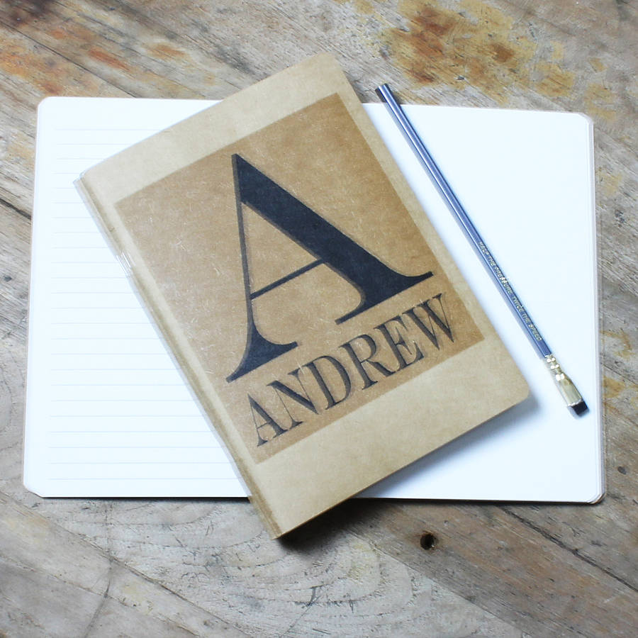 personalised monochrome initial notebook by snapdragon