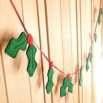 handmade felt christmas holly garland by be good, darcey