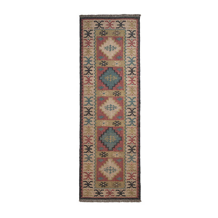 wool and jute olive kilim rug / runner by hunter jones vintage