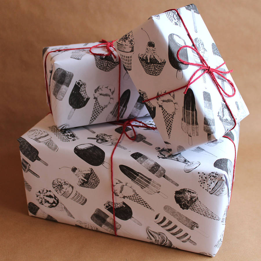 five sheets of 'ice cream wrapping paper' by ros shiers