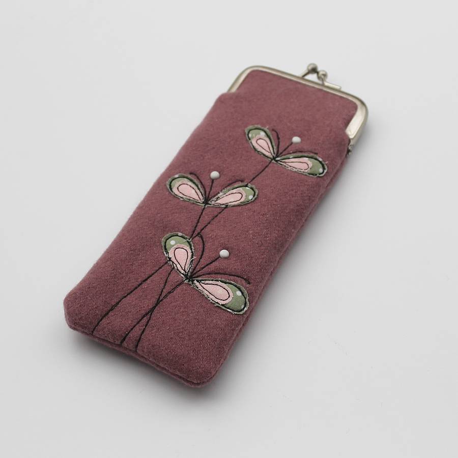 embroidered flowers glasses case by honeypips