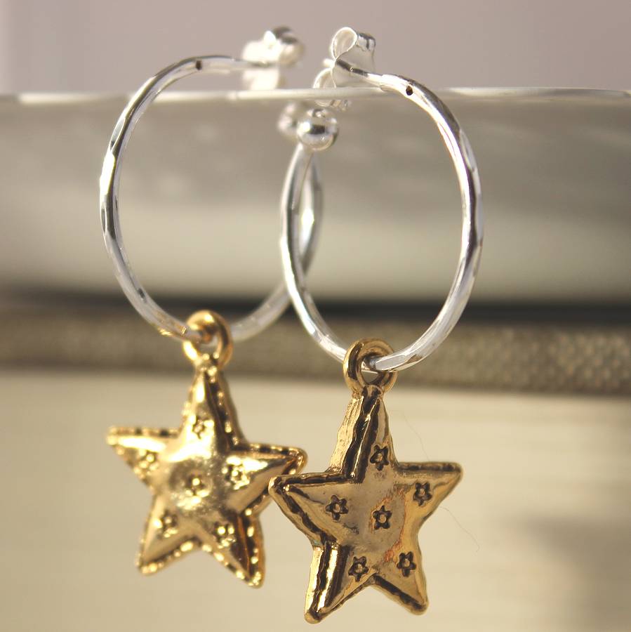 personalised silver hoop earrings with charms by bish bosh becca