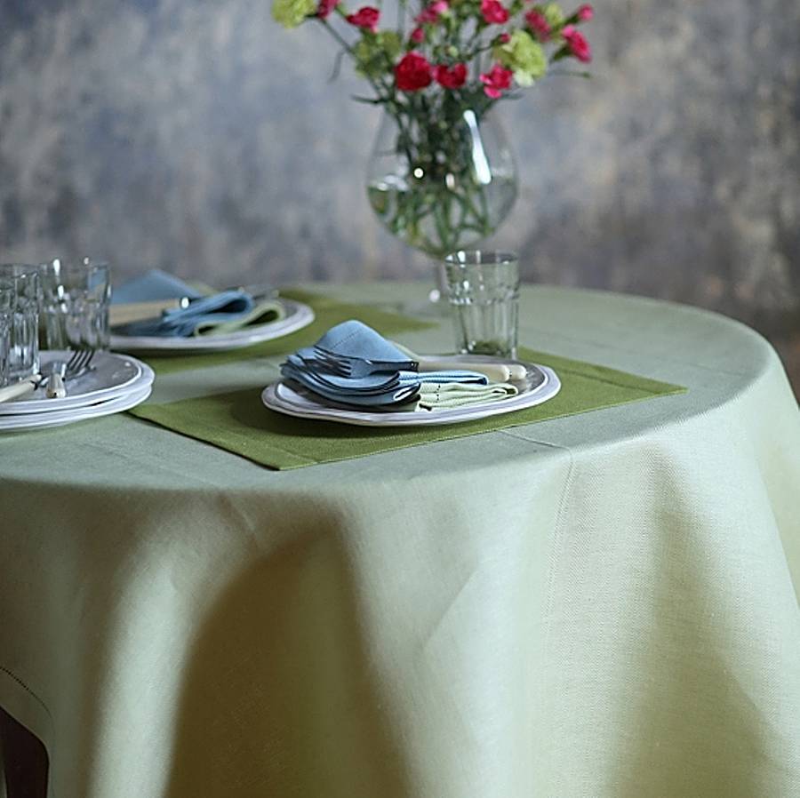 Tablecloth Linen Light Green Emilia By Linenme