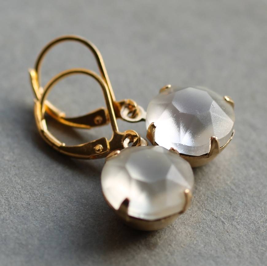 frosted diamond earrings by silk purse, sow's ear