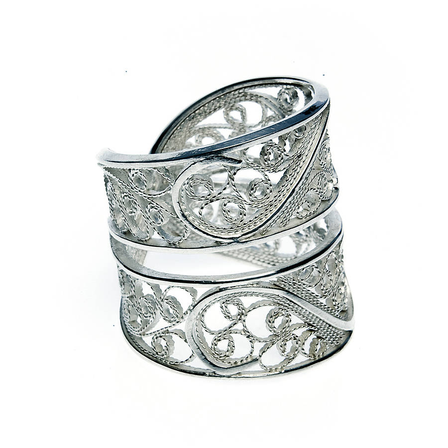 silver filigree links ring by arabel lebrusan