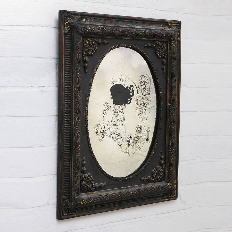 antique glass illustrated mirror by hand crafted mirrors