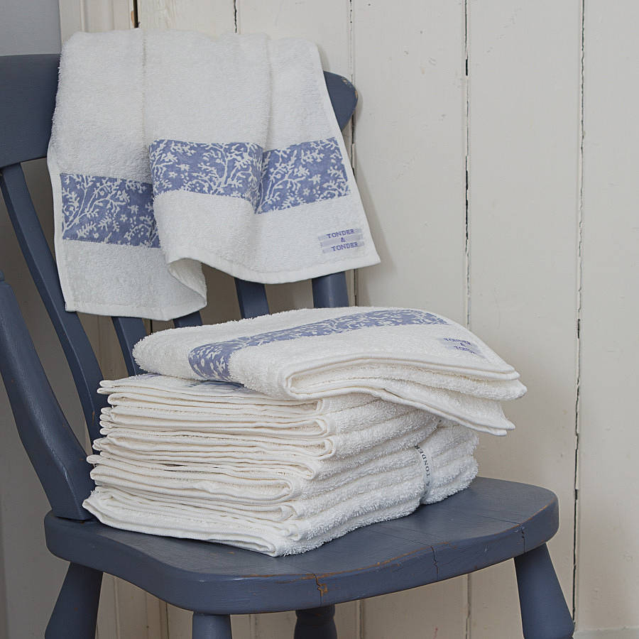 egyptian cotton towels with floral appliqué by tonder & tonder