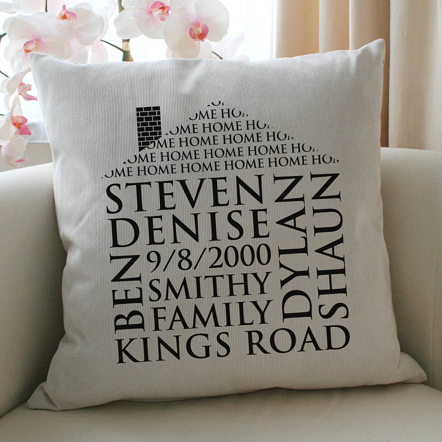 personalised home word art cushion by a type of design