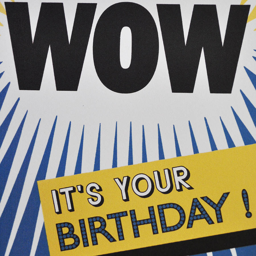 'wow' personalised birthday card by mary fellows