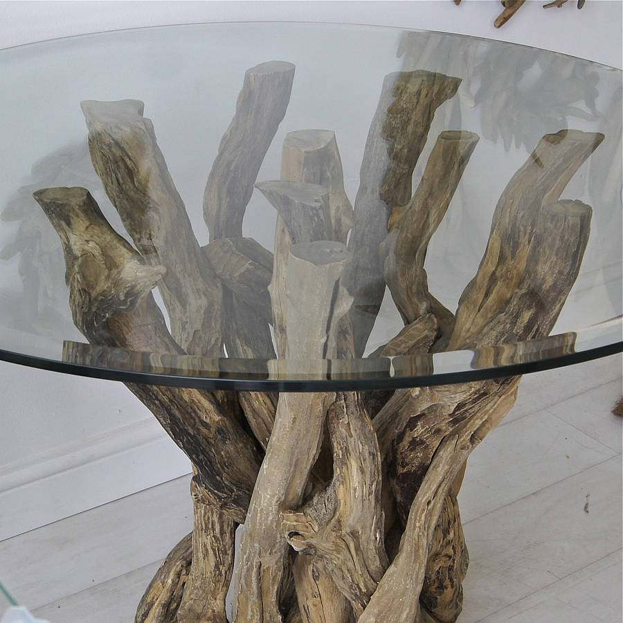 small natural driftwood round dining table by karen miller @ doris